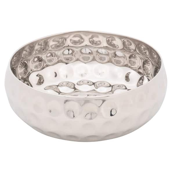 Elegance 12" Bolt Hammered Stainless Steel Salad Bowl Bed Bath